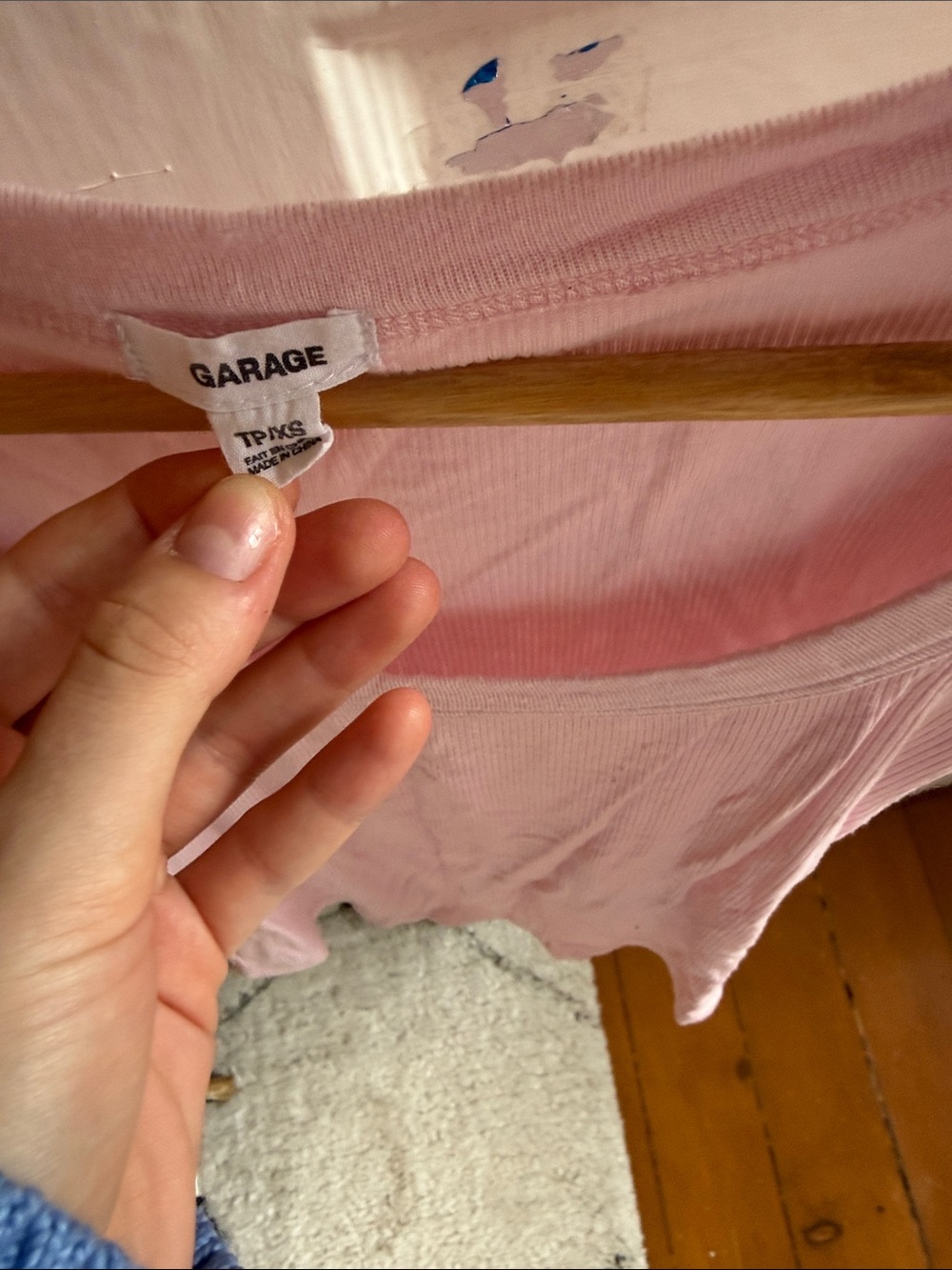 Garage Light Pink Ribbed Scoop Neck Short Sleeve Top - Picture 2 of 2